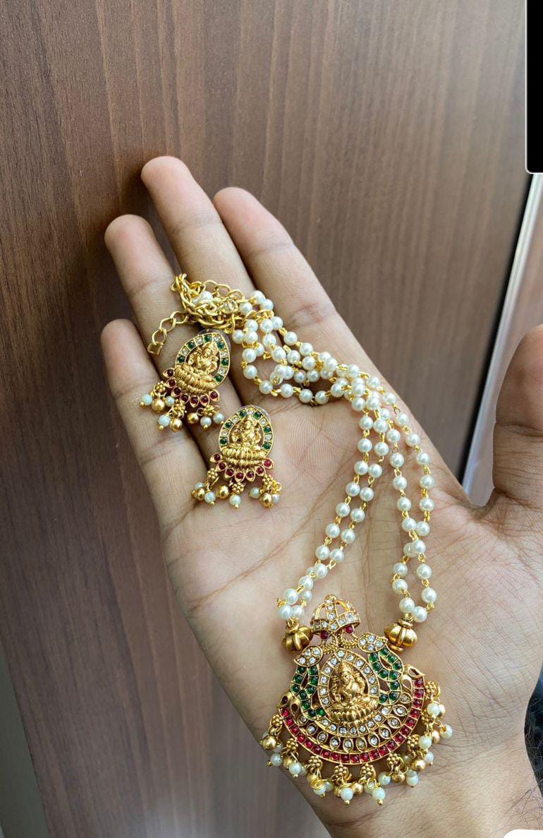 IMG-20240717-WA0006 2 LAYER BALL PEARL BALL CHAIN WITH DEVI PENDENT - Image 1