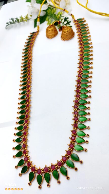 PREMIUM ANTIQUE GOPI MALA - LONG GREEN WITHOUT PENDENT