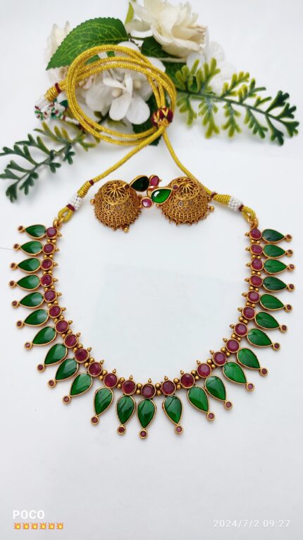 PREMIUM ANTIQUE GOPI NECKLACE GREEN