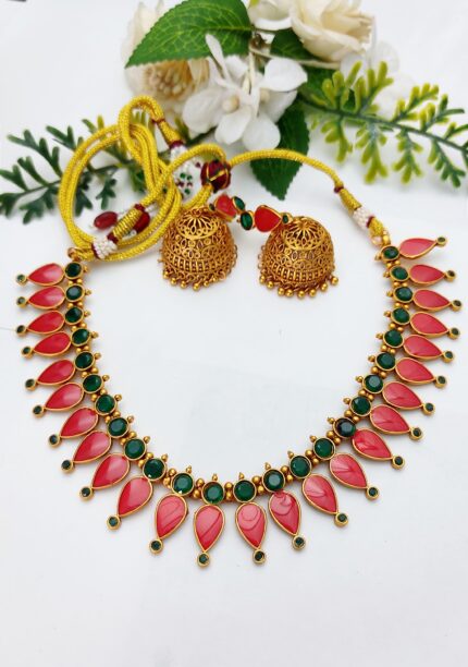 PREMIUM ANTIQUE GOPI NECKLACE PINK