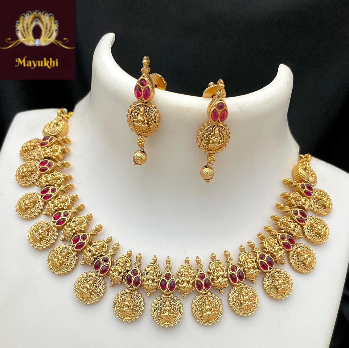 IMG-20240713-WA0208 PREMIUM DEVI COIN NECKPIECE - RUBY STONE - Image 1