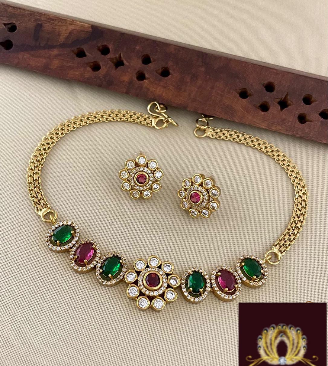 IMG-20240713-WA0212 EMERALD & RUBY ELEGANT STONE CHOKER - Image 1