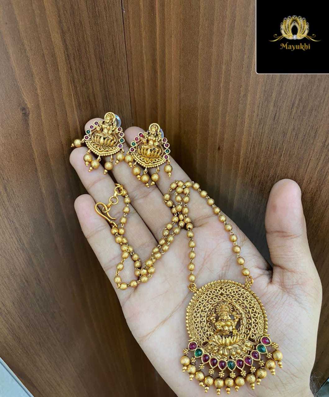 IMG-20240717-WA0020 GODESS LEKSHMI SINGLE LAYER BALL CHAIN NECKPIECE - Image 1
