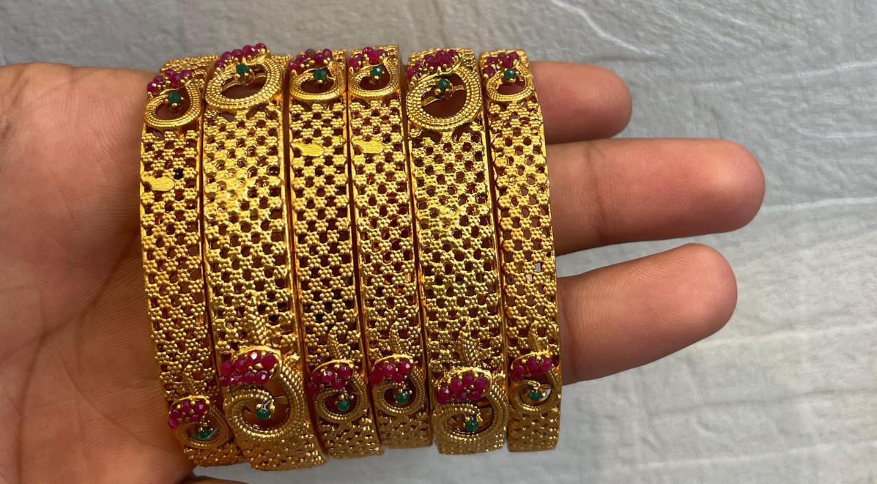 IMG-20240717-WA0022 PEACOCK EMBELLISHED BANGLES - PACK OF 3 - Image 1