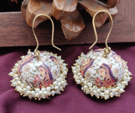 MEENAKARI JUMKA - LADY DESIGN -HANDPAINTED