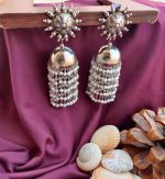 SILVER OXI PEARL HANGING LIGHT WEIGHT JUMKA - Image 3