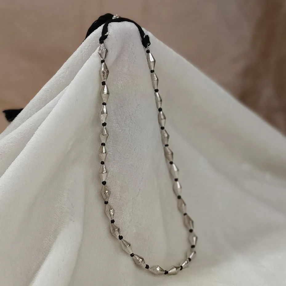 OXDNK-1752 Silver Plated Oxidized Long Bormala With Single Layer Necklace - Image 1