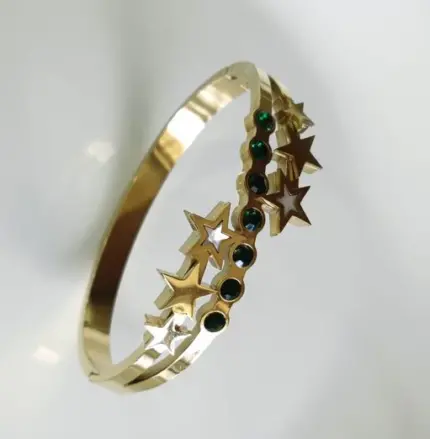 1 Stainless Steel Gold Plated Star Shaped Kada