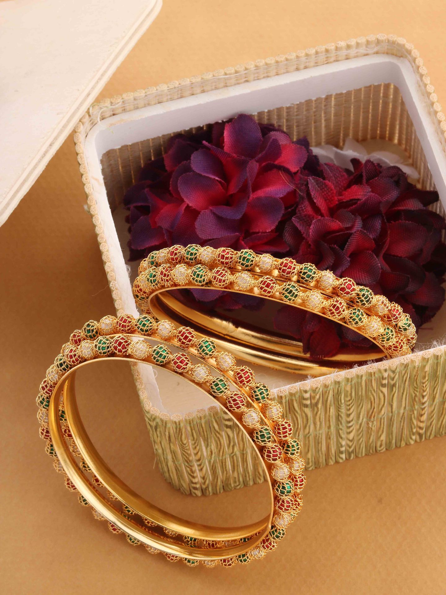 _storage_emulated_0_Pictures_Gallery_owner_onam minimals sparsh_1610511690511 HONEY BEE NET RED AND GREEN BANGLES - PAIR - Image 1