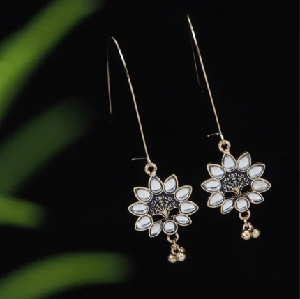 Silver Plated Peacock Design Hook Long Earring