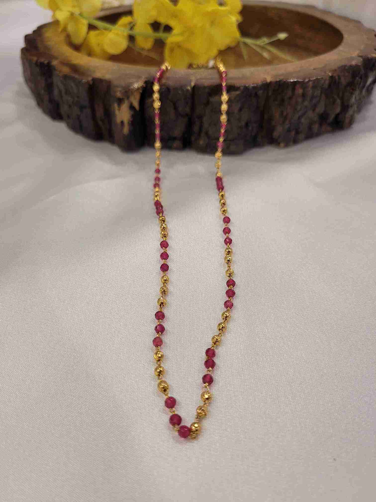 20241112_123132_11zon MAROON BEEDED MANI MALA - Image 1
