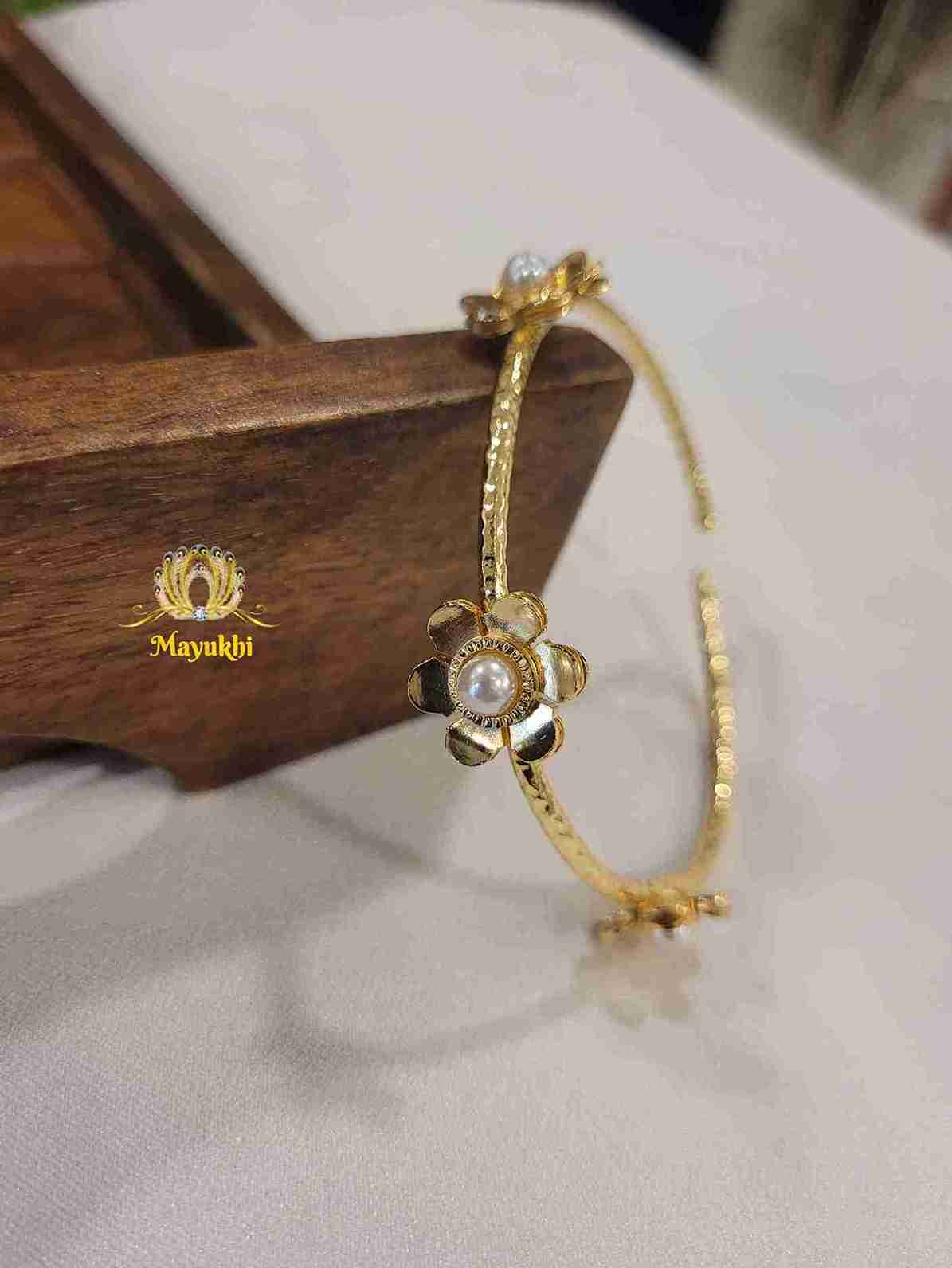 Picsart_25-03-08_17-27-09-085_11zon BRASS FLORAL BEED KADA -ADJUSTABLE - Image 1