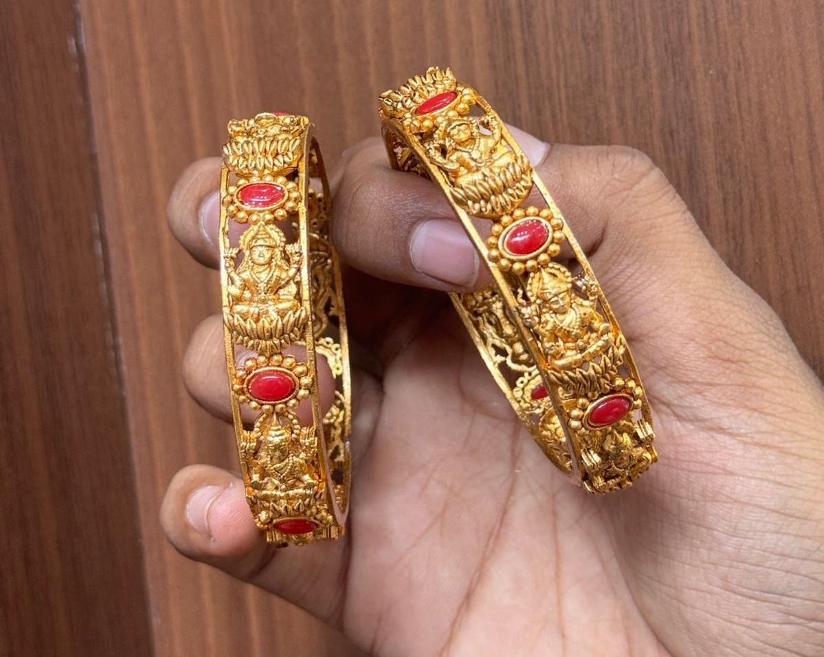 IMG-20250403-WA0001 DEVI ADORNED CORAL STONE ANTIQUE BANGLE - Image 1