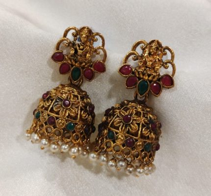 PREMIUM ANTIQUE DEVI EMBELLISHED JUMKA -MULTI STONE
