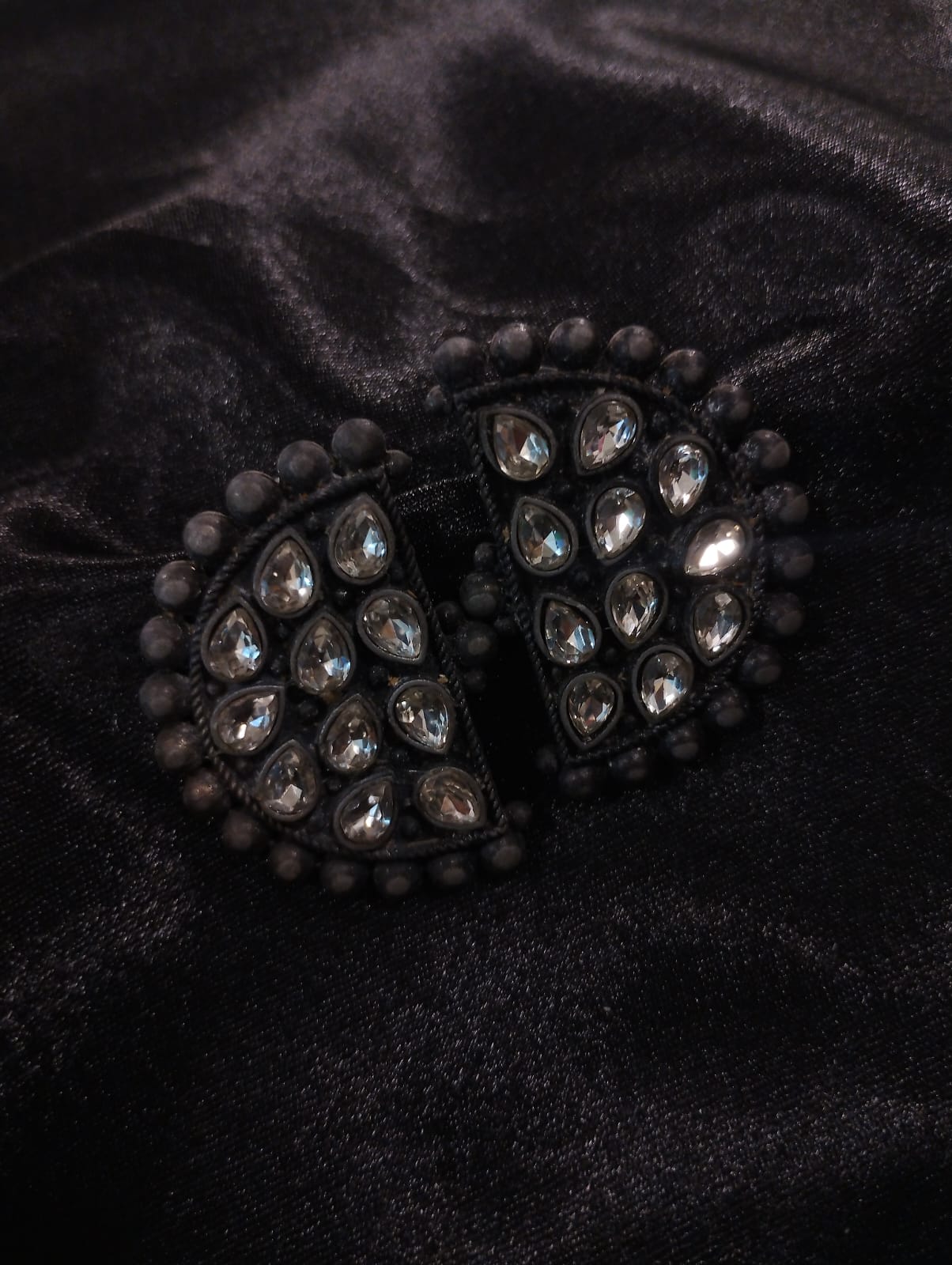 IMG-20250605-WA0100 GERMAN SILVER BLACK CRESCENT EARRING - Image 1