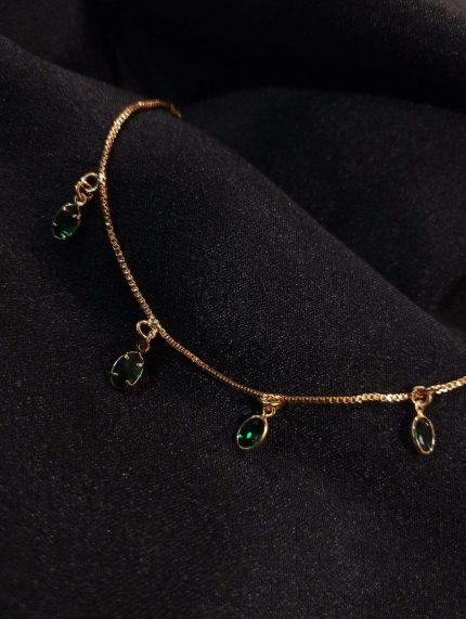 GREEN  DROPS - BRACELET/HAND CHAIN