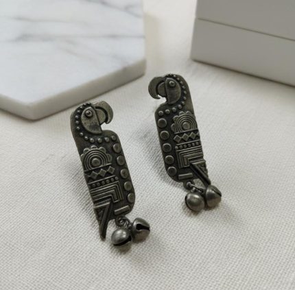 GERMAN SILVER PARROT EARRINGS