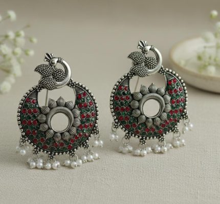 PEACOCK SILVER CHANDBALI