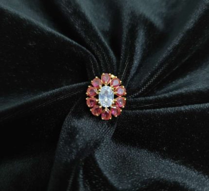 BRIGHT RED AND PEARL NOSEPINS - PREMIUM