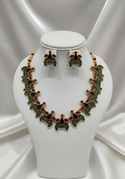 ENAMEL PEACOCK NECKLACE SET