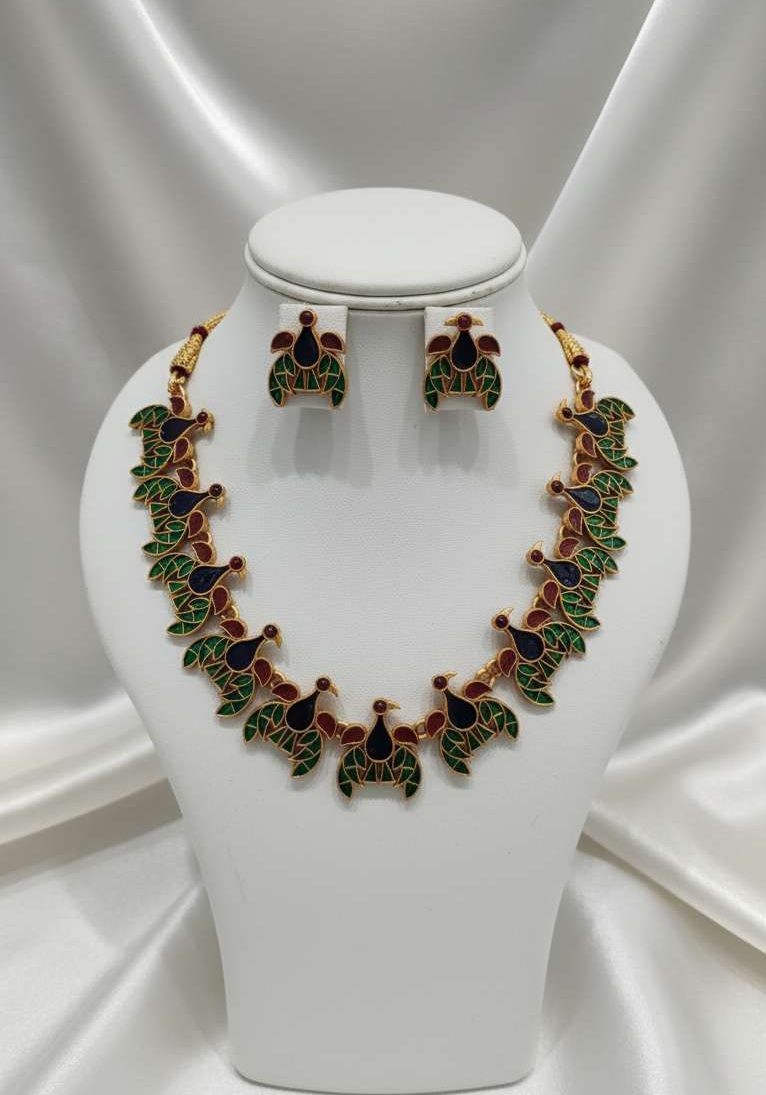 Compress_20251022_115817_7519 ENAMEL PEACOCK NECKLACE SET - Image 1