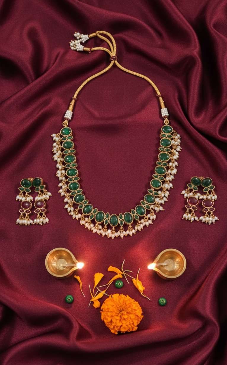 Compress_20251022_120729_9684 REVERSIBLE KEMP NECKLACE -GREEN AND RUBY PINK - Image 1