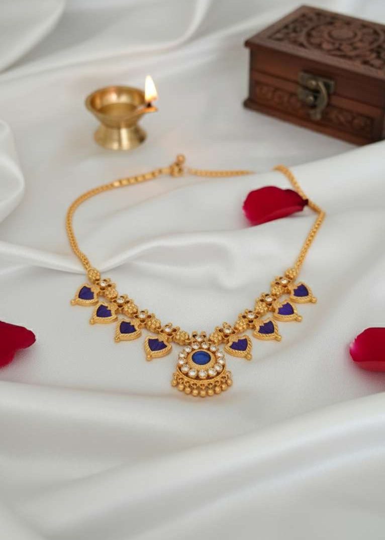 Compress_20251022_125140_0245 BLUE 1 GM GOLD PLATED PALAKKA NECKLACE - Image 1