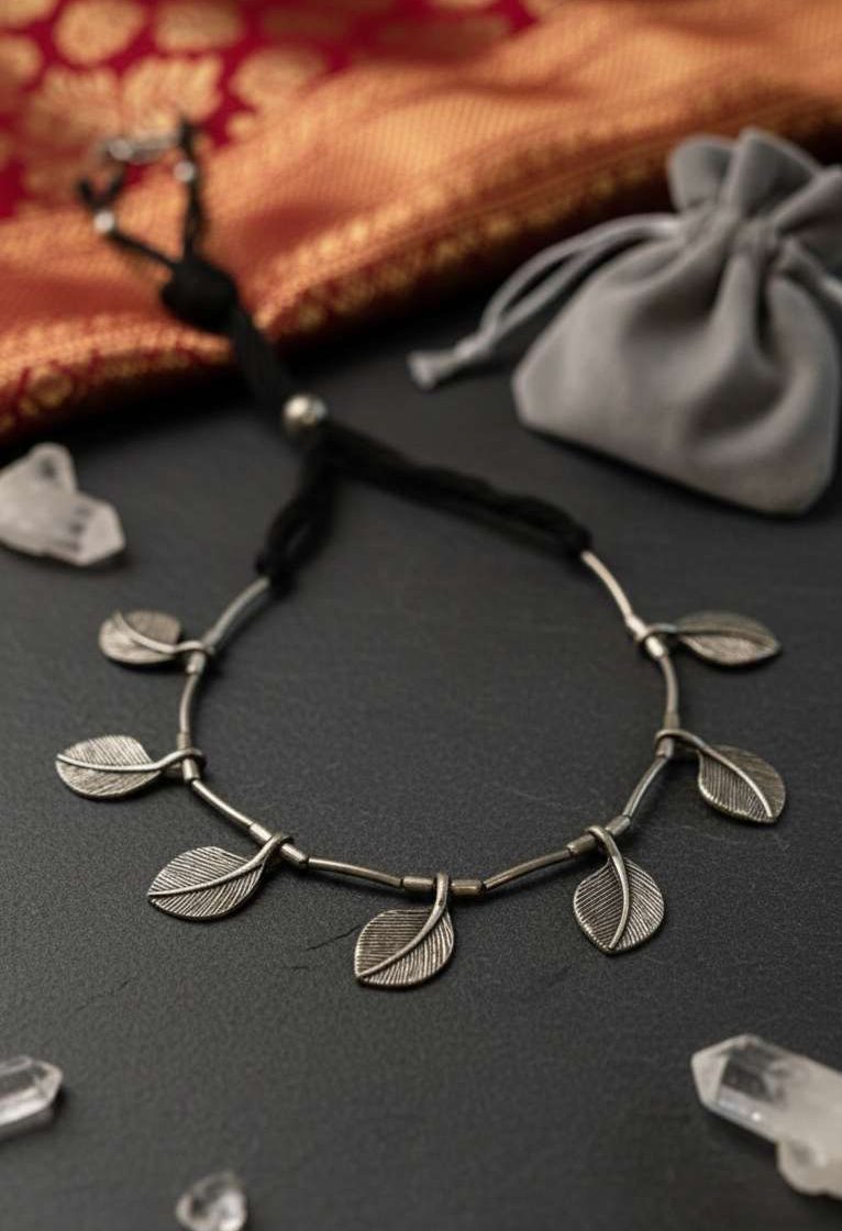 Compress_20251022_161822_2149 BLACK THREAD WITH LEAF CHARMS - Image 1