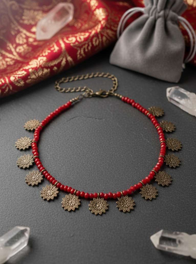Compress_20251022_161822_2296 RED MOTHI FLORAL CHARM NECKLACE - Image 1