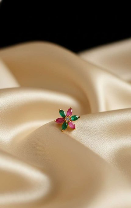 6 PETAL FLORAL - GREEN AND PINK- BY MAYUKHI