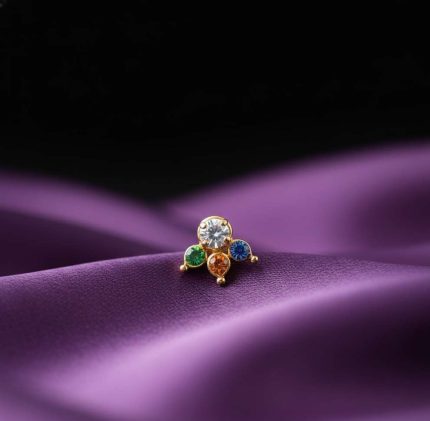 BESARI 3 SPIKES - MULTI STONE- PREMIUM THIN STEM