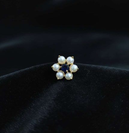 PEARLS WITH BLUE MID STONE