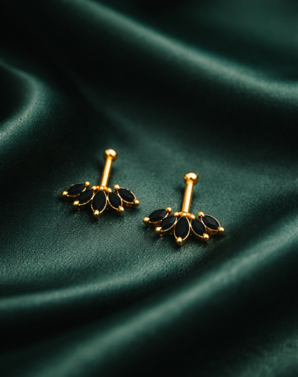 PREMIUM FLOWERY MOON BUGADI - PAIR BLACK