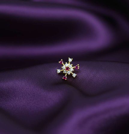 DESIGNER FLAKY SUNFLOWER - RED STONES