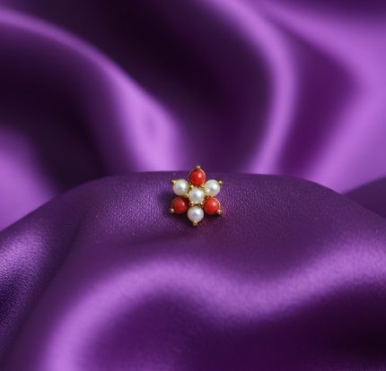 CORAL AND PEARL NOSEPINS