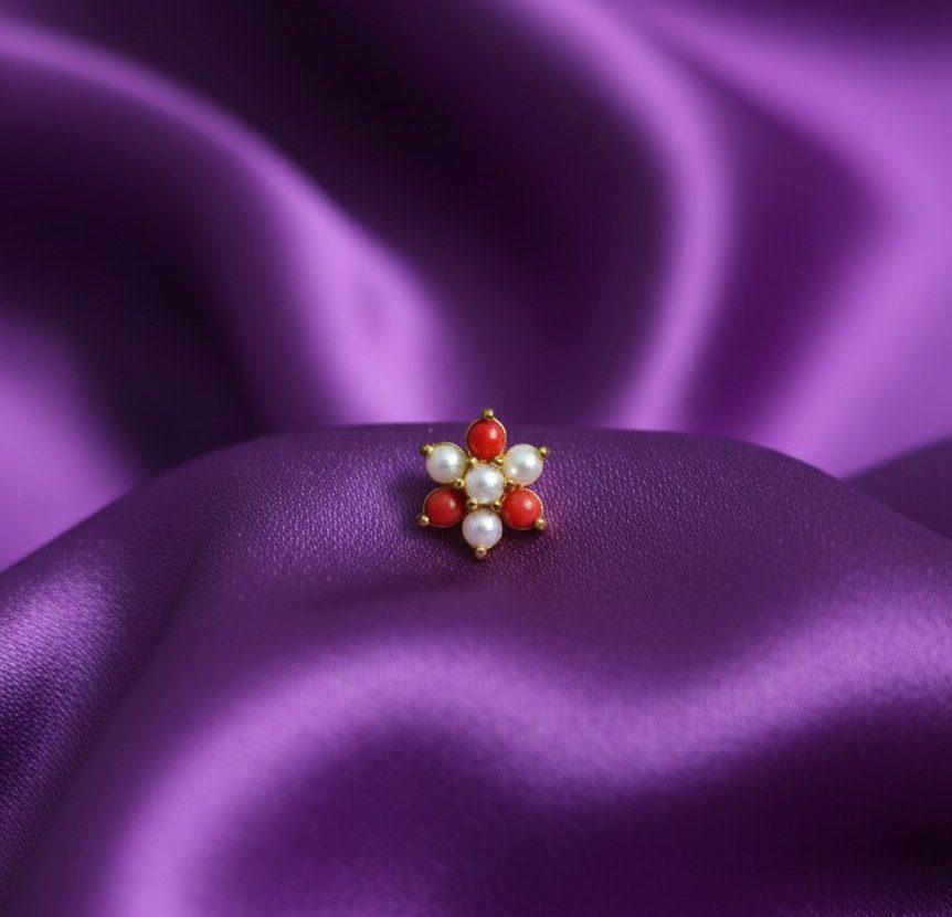 Compress_20260217_130752_2858 CORAL AND PEARL NOSEPINS - Image 1