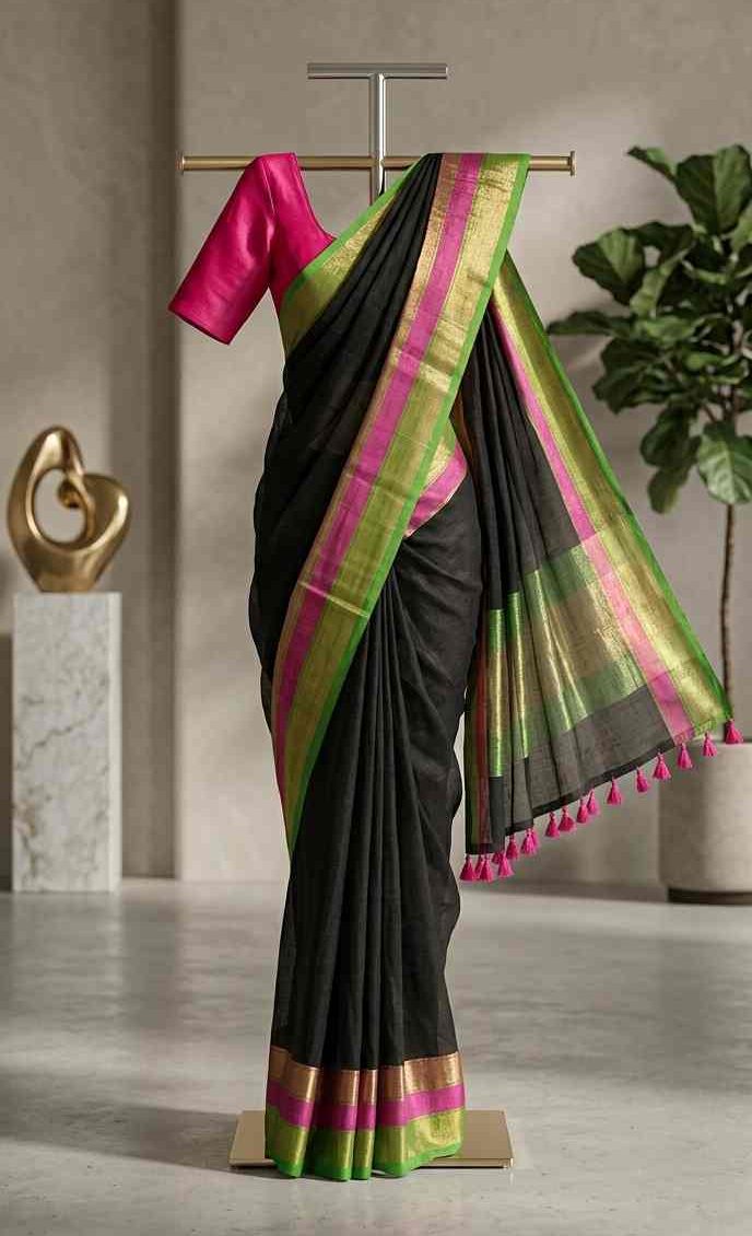 Compress_20260413_170519_9890 120 COUNT EXTRA SOFT MUL COTTON SAREE- DESIGN 12 - Image 1
