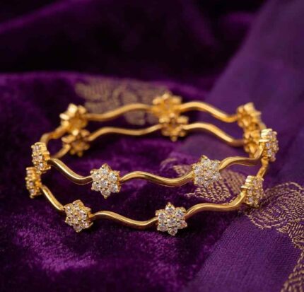 1 GM GOLD PLATED STAR STONE BANGLE ZIG ZAG SHAPE