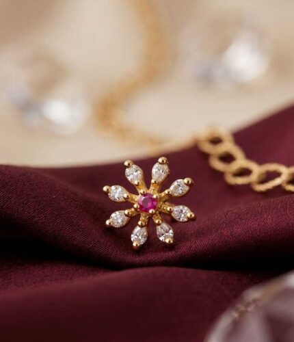 DESIGNER SERIES - ASHTAMAYUKHI WITH RED MID STONE