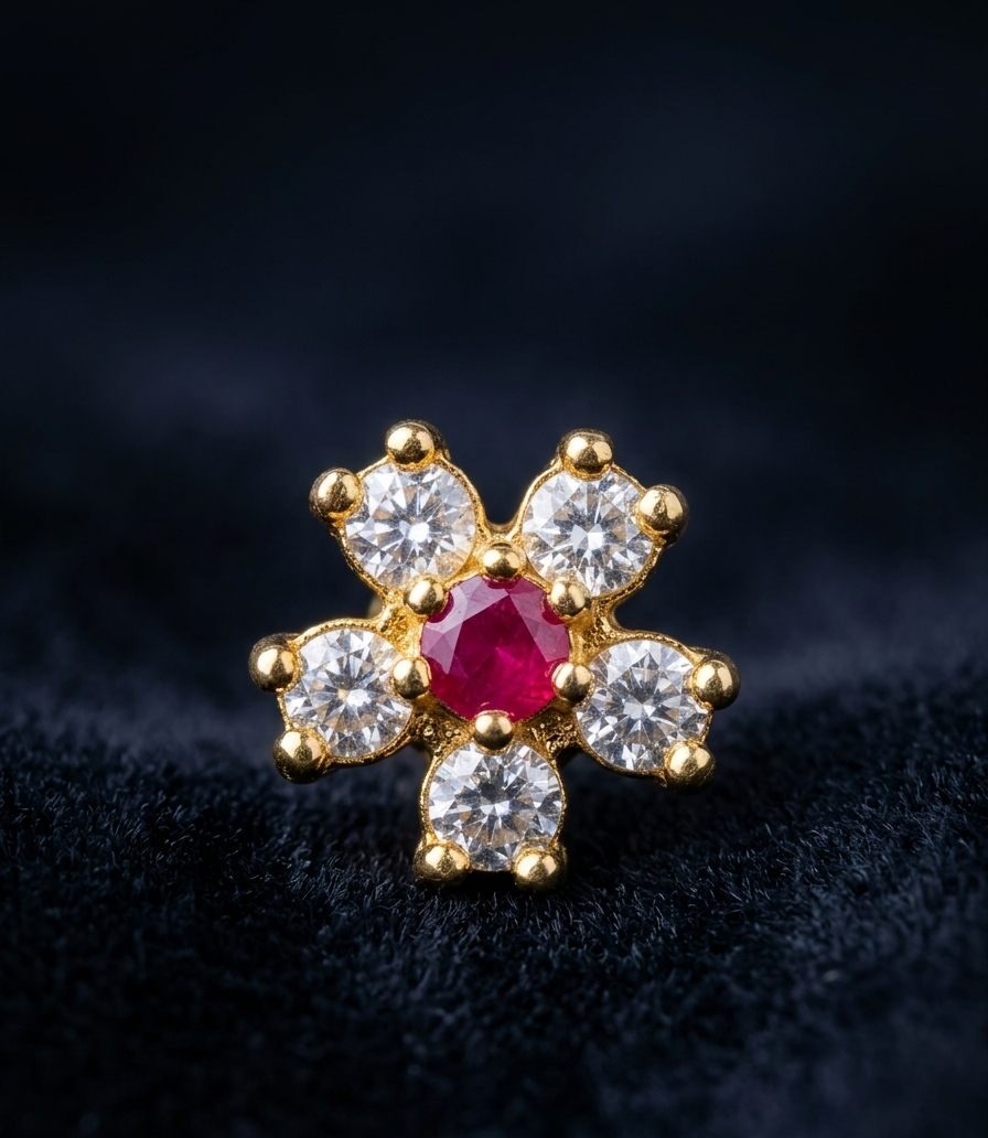 Compress_20260703_115958_8040 DESIGNER SERIES - DIYA WITH RED MID STONE - Image 1