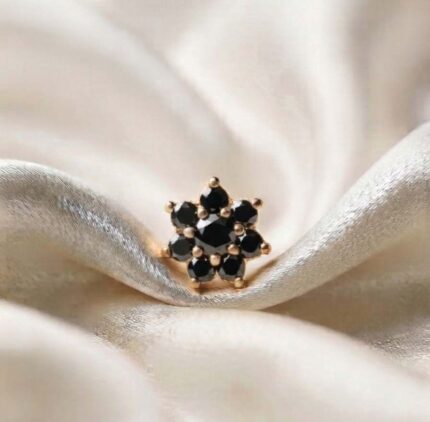 BLACK FLORAL NOSEPIN BY MAYUKHI