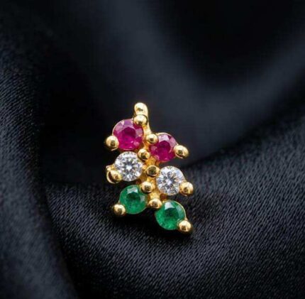 DESIGNER NOSEPINS - TRI COLOUR LEAF
